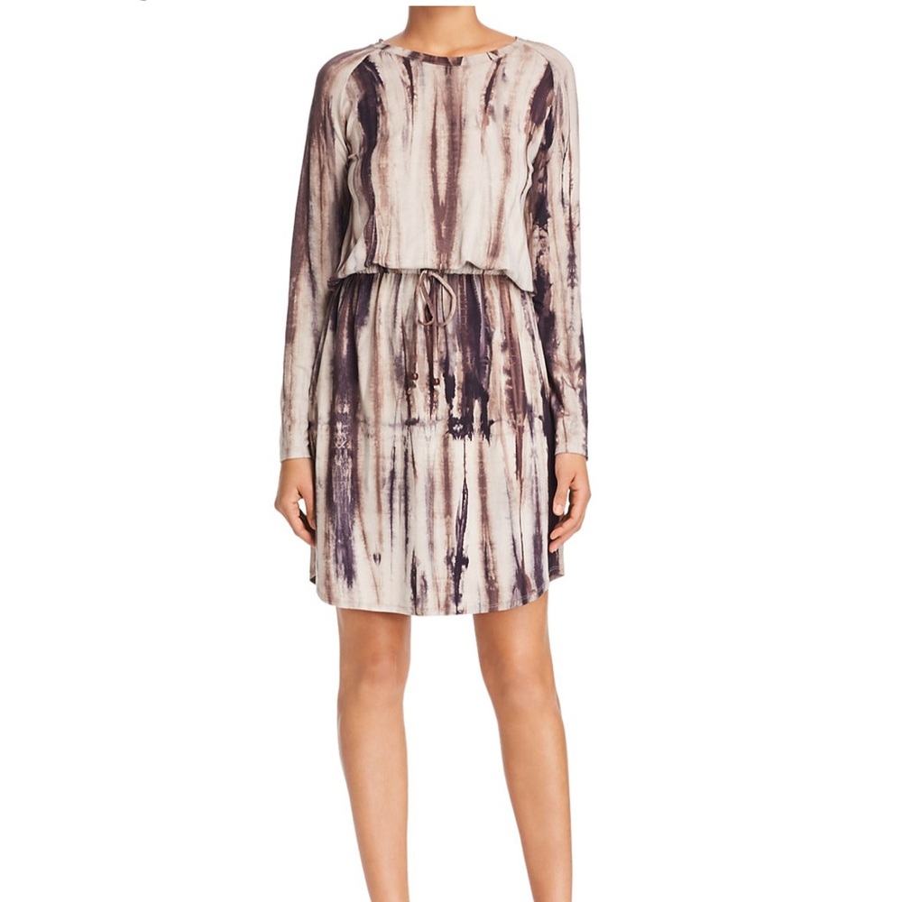Robert Michaels brown tie dye long sleeve dress